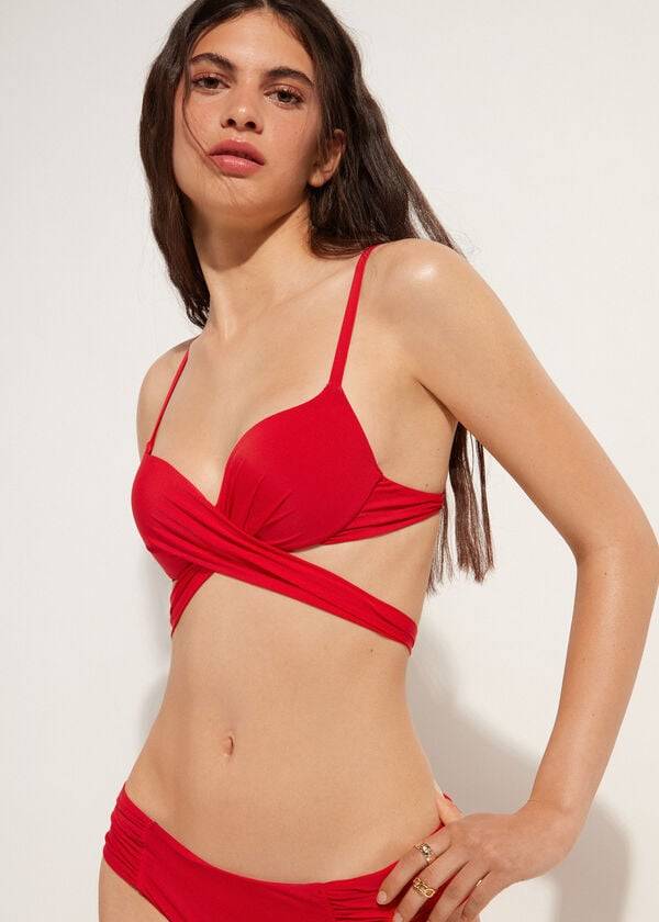 rote calzedonia bikini-oberteile mit abgestufter polsterung und push-up-effekt für damen aus indonesien