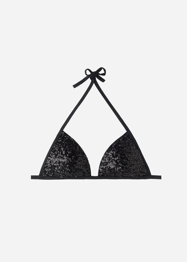 schwarzes calzedonia triangel-bikini-oberteil mit abgestufter polsterung cannes-design für damen