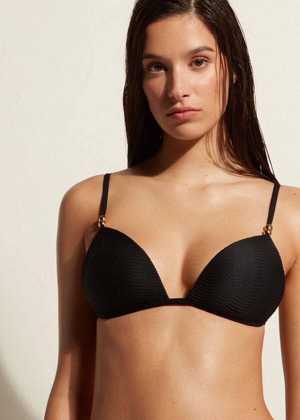 schwarze calzedonia triangel-bikini-oberteile mit abgestufter polsterung casablanca-stil für damen