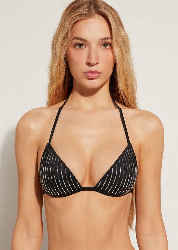 calzedonia bikini-oberteil mit abgestufter polsterung dreieck-design shanghai schwarz