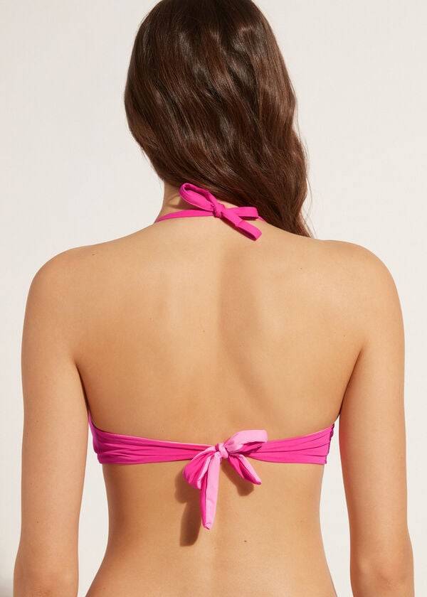 pinkfarbene calzedonia bikini-oberteile für damen mit abgestuftem weichem gekreuztem triangel-design aus indonesien