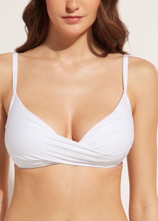 calzedonia damen-bikini-oberteil mit abgestuftem weichem gekreuztem triangel-schnitt weiß indonesien-design