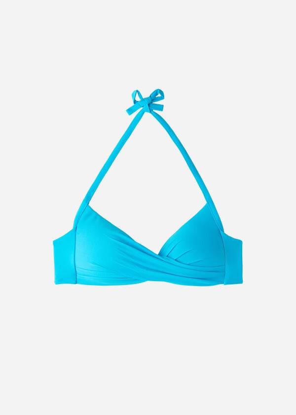 türkisfarbene calzedonia bikini-oberteile für damen mit abgestuftem weichem gekreuztem dreiecksmuster aus indonesien