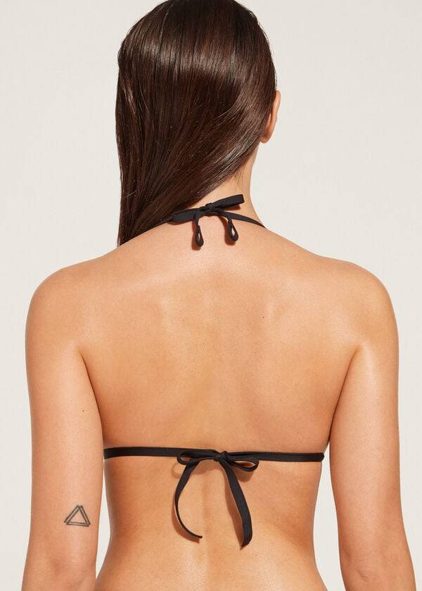 damen-bikini-oberteil calzedonia mit abgestufter weicher polsterung triangel-design indonesien schwarz
