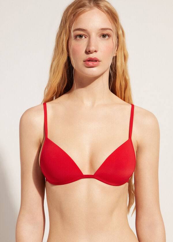 calzedonia triangel-bikini-oberteil mit abgestufter weicher polsterung indonesisches damenmodell rot