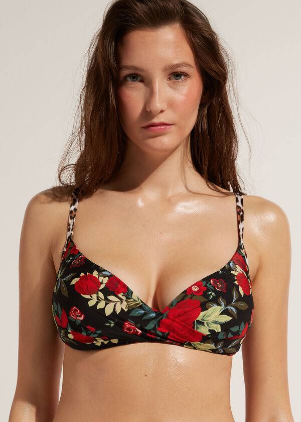 calzedonia dreieck-bikini-oberteil nizza für damen weich gepolstert rosaschwarz