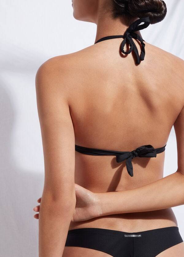 schwarzer neckholder-triangel-bikini-oberteil von calzedonia indonesia für damen