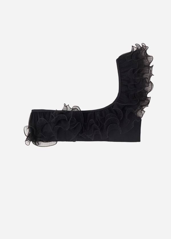 calzedonia leicht gepolstertes bandeau-bikini-oberteil mit einem träger schwarz für damen singapur