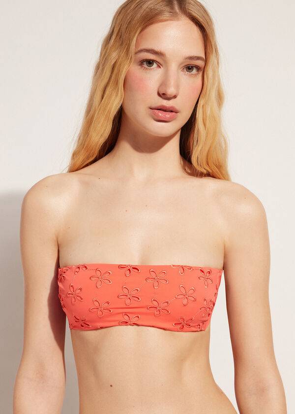 damen calzedonia wattiertes bandeau corfù bikinioberteil koralle orange