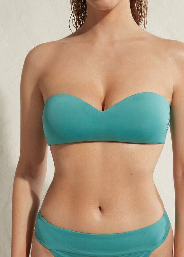 calzedonia wattierte bandeau indonesia eco-bikinioberteile für damen türkis
