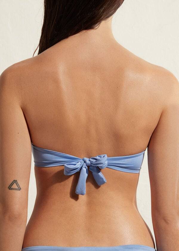 blaue calzedonia wattierte bandeau indonesia eco damen-bikinioberteile