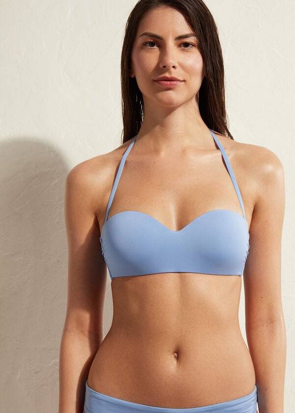 blaue calzedonia wattierte bandeau indonesia eco damen-bikinioberteile