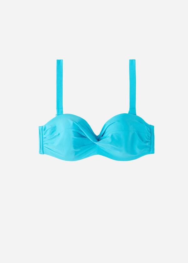 türkisfarbene damen-bikini-oberteile von calzedonia gepolstert bandeau trägerlos aus indonesien