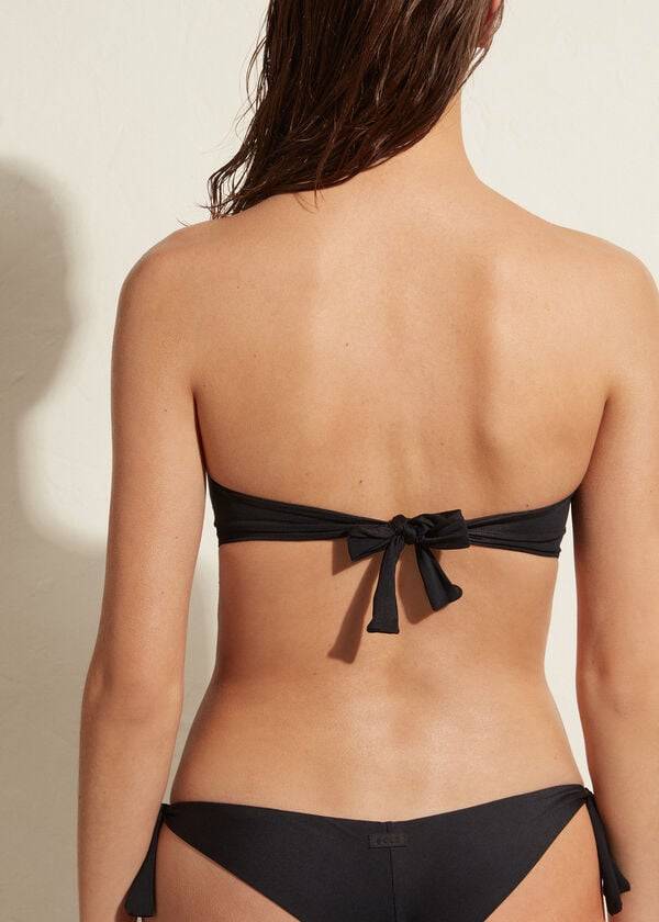 damen-bikini-oberteil calzedonia gepolstert aus indonesischem Öko-material schwarz