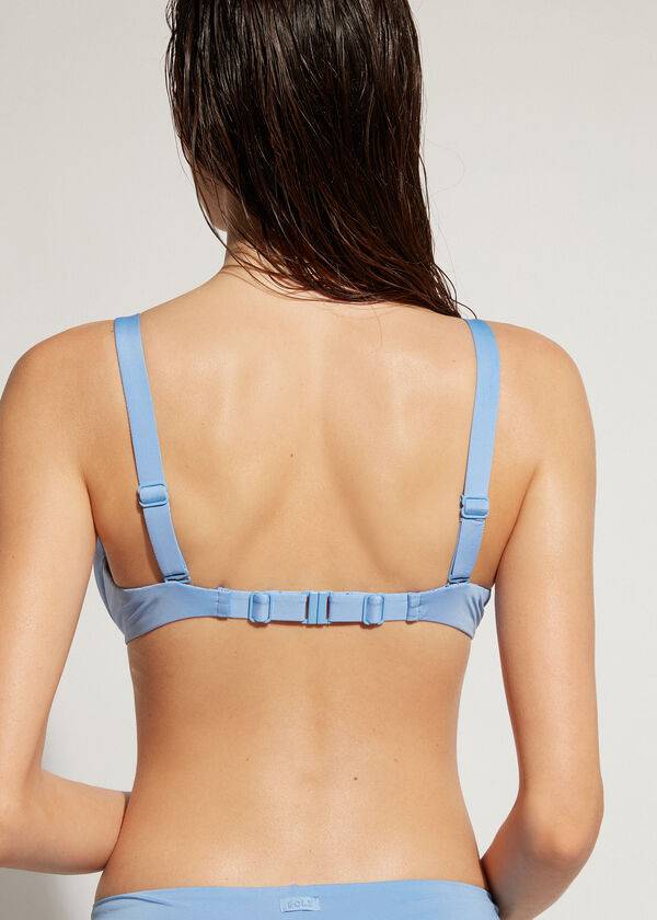 blaue calzedonia push-up bikini-oberteile für damen gepolstert aus indonesischer Öko-baumwolle