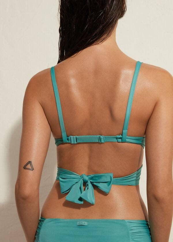 türkisfarbene calzedonia gepolsterte push-up-bikini-oberteile aus indonesien für damen Öko-qualität