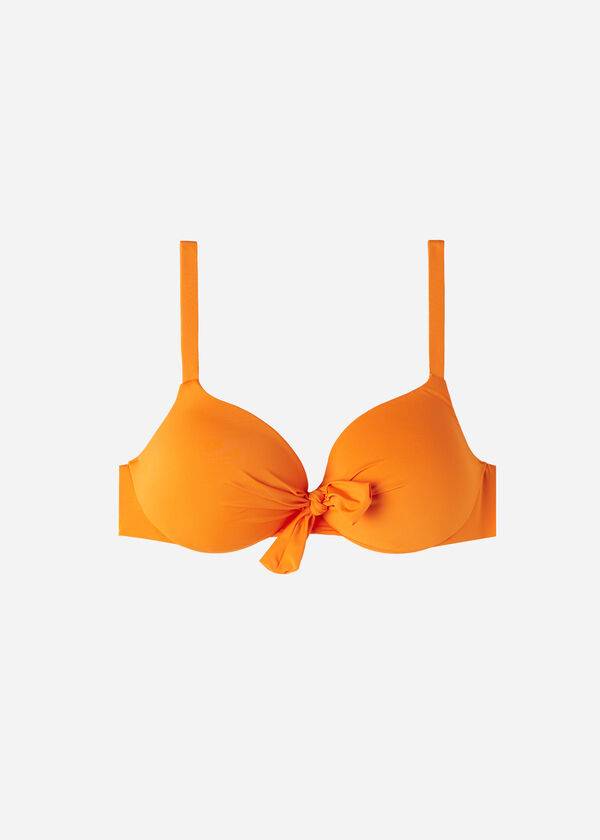 calzedonia damen-bikini-oberteil mit polsterung und push-up-effekt indonesische Öko-optik sexy orange