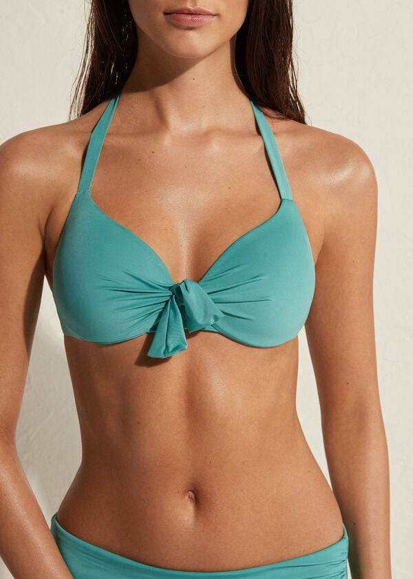 calzedonia gepolstertes push-up-bikini-oberteil für damen indonesien Öko sexy türkis