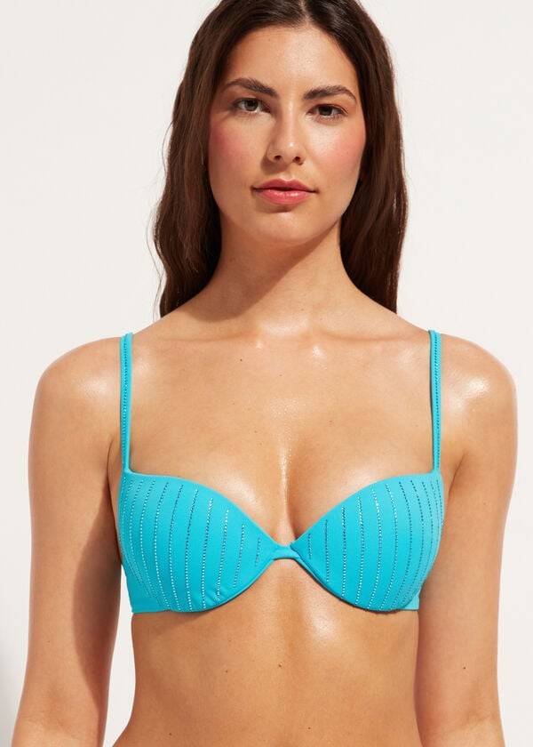 türkisfarbene calzedonia gepolsterte push-up-bikini-oberteile für damen aus shanghai