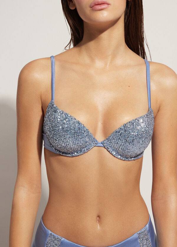 calzedonia damen-bikini-oberteil cannes mit polsterung und push-up-funktion blau