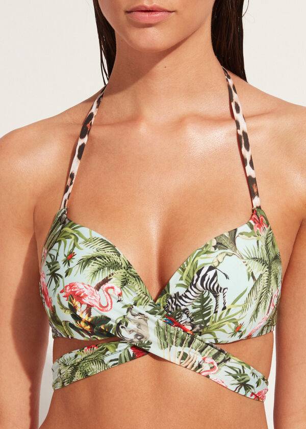 calzedonia damen-bikini-oberteil „nairobi eco mit polsterung und push-up-effekt grün