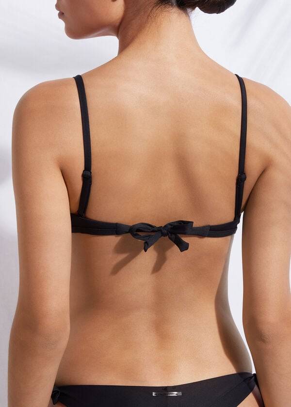 schwarzes gepolstertes triangel-bikini-oberteil von calzedonia für damen aus indonesien
