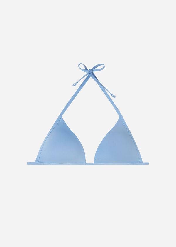 blaues calzedonia gepolstertes triangel-bikini-oberteil aus indonesien mit eco-rise-design für damen