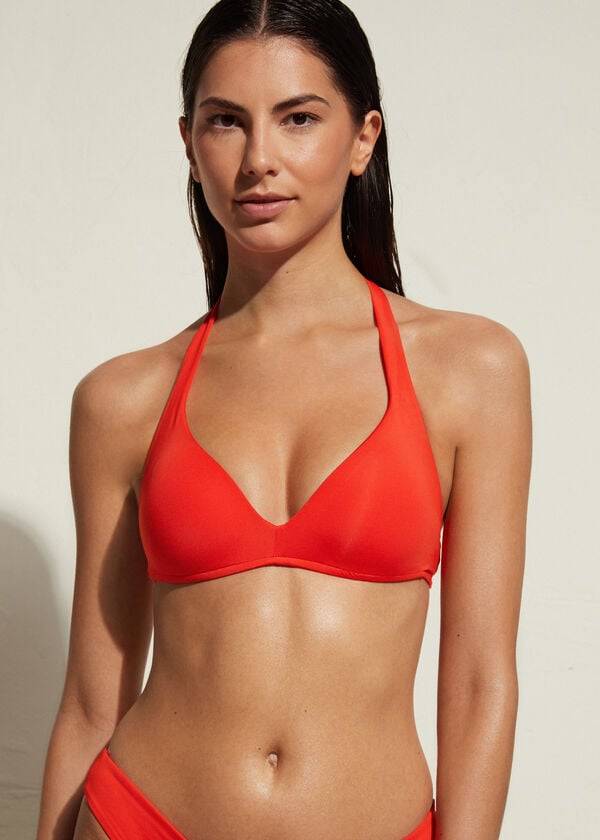 calzedonia gepolstertes triangel-bikini-oberteil indonesien eco rise damen rot