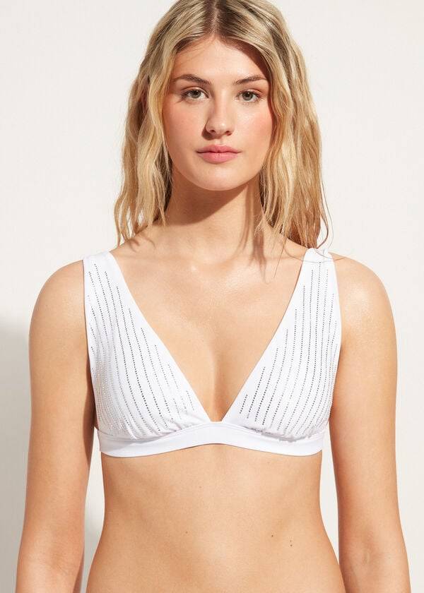 calzedonia gepolstertes triangel-bikini-oberteil shanghai für damen weiß