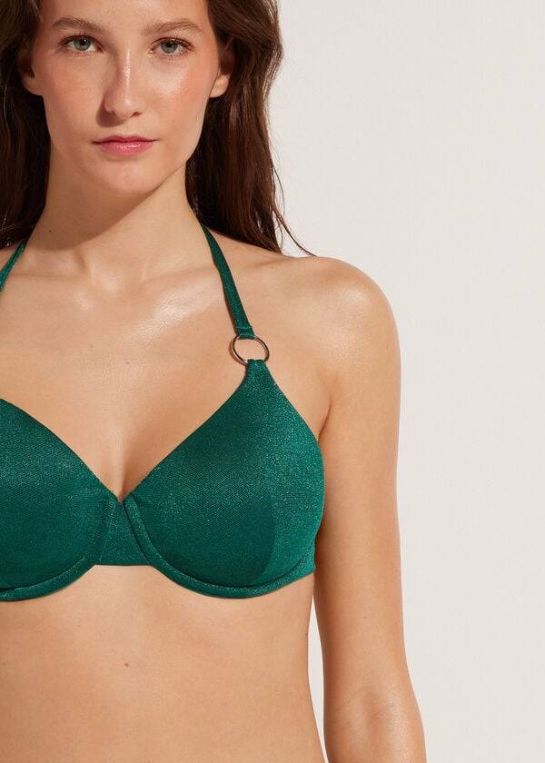 calzedonia push-up-bikini-oberteil für damen grün