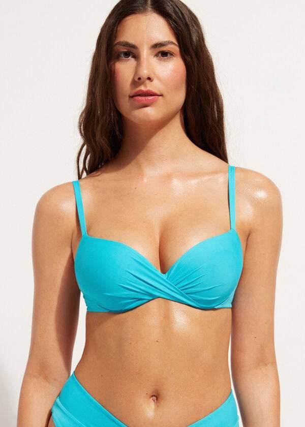 türkisfarbene calzedonia damen-bikini-oberteile mit weicher abgestufter polsterung und extra starkem push-up-effekt aus indonesien