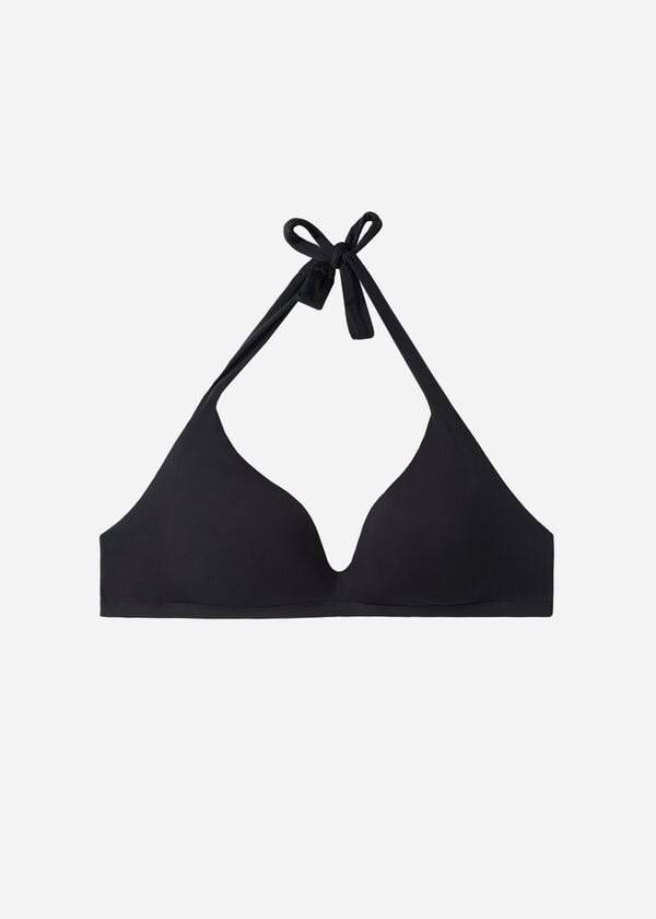 damen calzedonia triangel-bikini-oberteil mit weicher polsterung indonesien-design schwarz