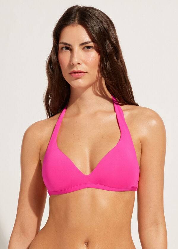 calzedonia weich gepolstertes triangel-bikini-oberteil für damen pink aus indonesien