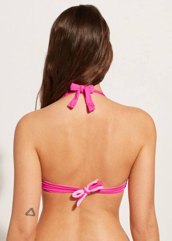 calzedonia weich gepolstertes triangel-bikini-oberteil für damen pink aus indonesien