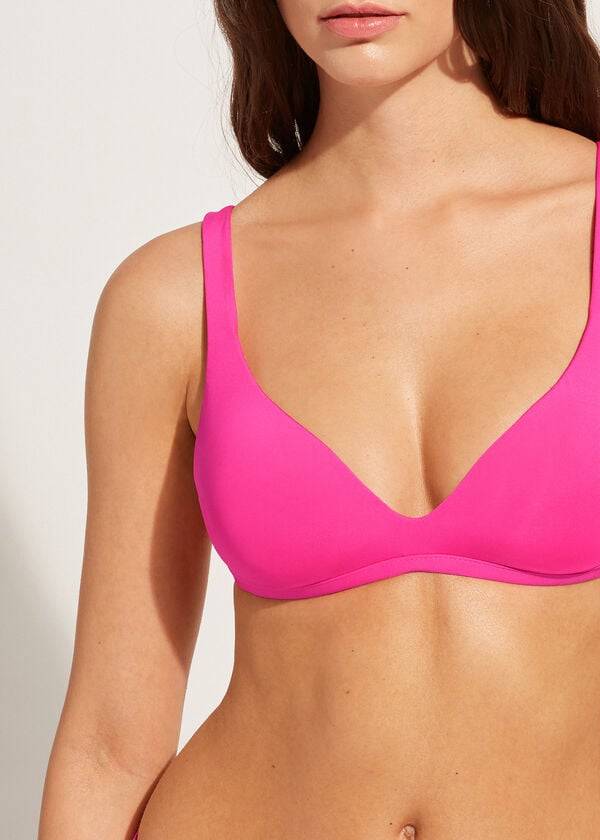 calzedonia weich gepolstertes triangel-bikini-oberteil für damen pink aus indonesien