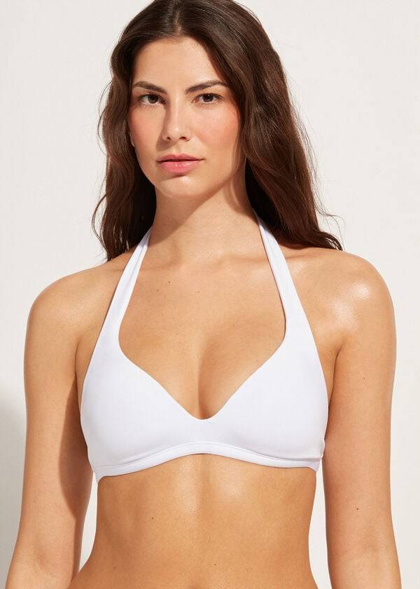 weiße calzedonia triangel-bikini-oberteile für damen weich gepolstert aus indonesien