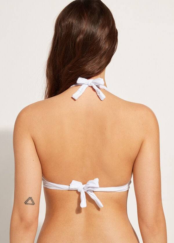 weiße calzedonia triangel-bikini-oberteile für damen weich gepolstert aus indonesien