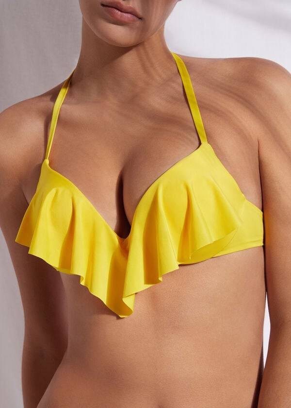 gelbe calzedonia super padded push up indonesia eco rosa damen-bikini-oberteile