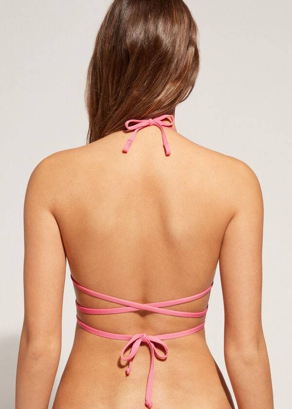 pinkfarbene calzedonia triangel-bikini-oberteile mit bindebändern für damen san diego