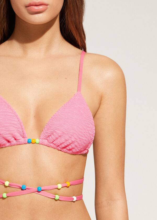 pinkfarbene calzedonia triangel-bikini-oberteile mit bindebändern für damen san diego
