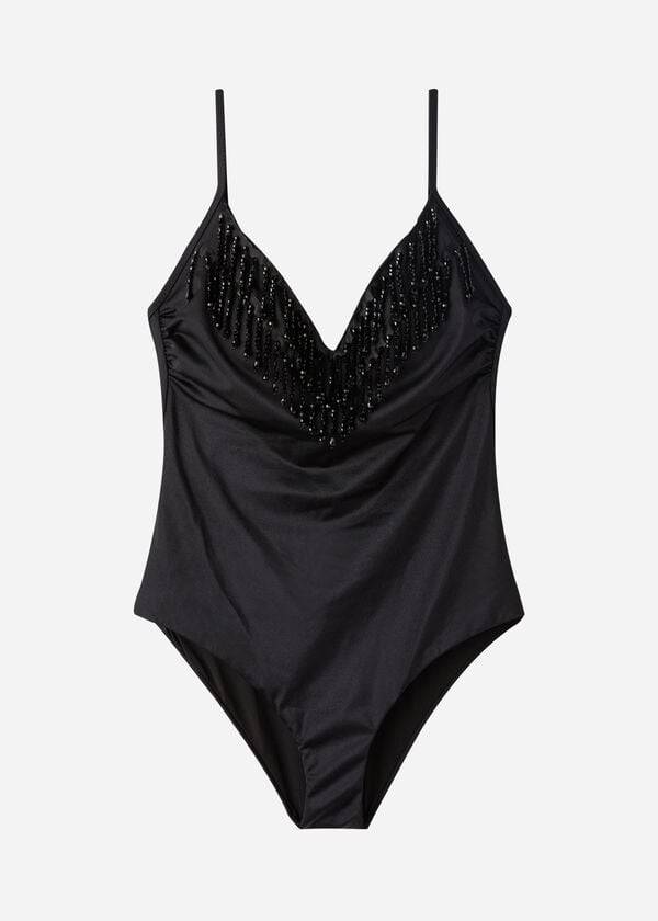 calzedonia leicht gepolsterter badeanzug für damen taipei schwarz