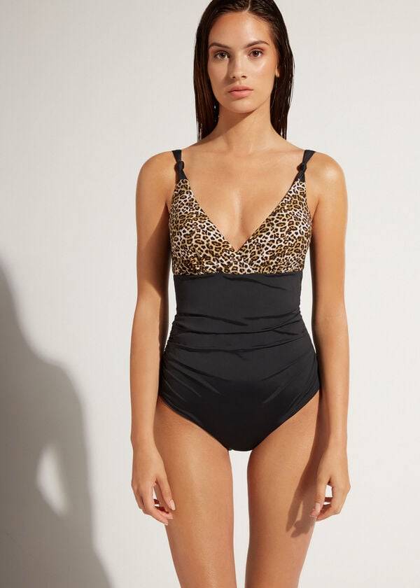 calzedonia badeanzug malindi für damen schwarz