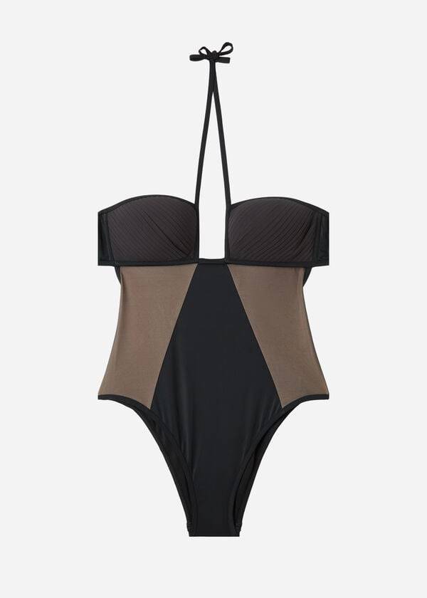 calzedonia badeanzug mit tülleinsatz schwarz für damen tokio