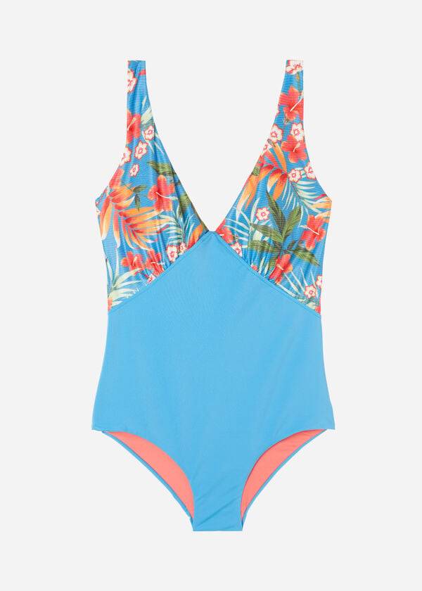 calzedonia damen-badeanzug einteilig gepolstert formgebend maui-design grün